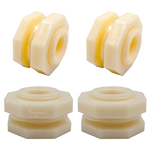 NPT1/2 ABS Bulkhead Fitting, Pipe Connector for rain Barrel Garden Hose Adapter Spigot kit Water Tank Gallon Drain Bucket (pack of 4 pcs) - size: NPT1/2 female thread (3/4 inch I.D.）ABS