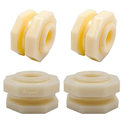 NPT1/2 ABS Bulkhead Fitting, Pipe Connector for rain Barrel Garden Hose Adapter Spigot kit Water Tank Gallon Drain Bucket (pack of 4 pcs) - size: NPT1/2 female thread (3/4 inch I.D.）ABS