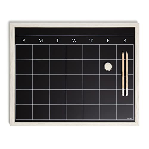 U Brands Magnetic Chalkboard Calendar for Wall, Chalk Board, White Wash