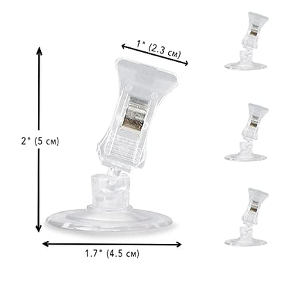 JOR 4 Pack Fishes Veggie Kelp Plant Suction Cup Clips for Aquariums, 2” x 1”, Feeding Tool, Aquarium Accessory for Fish Tank, Round Feed Holder Clamp, Automatic Fish Feeder, Includes Plastic Spring