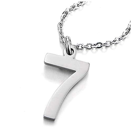 COOLSTEELANDBEYOND Womens Mens Stainless Steel Arabic Numerals Number 1-8 Pendant Necklace with Adjustable Rope Chain - style: 7