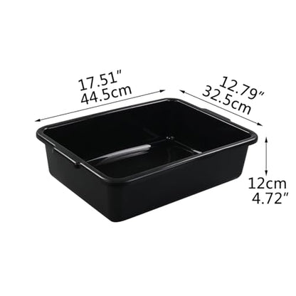 4 Packs Plastic Bus Boxes/Bus Tubs, 13 L Black Commercial Bus Boxes - size: 13 L