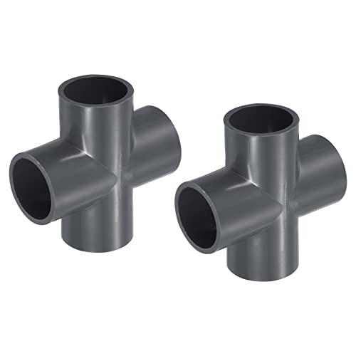 PATIKIL 25mm PVC Pipe Fittings, 2 Pack 4 Way Tee Shape Water Tubing Cross Joint Connectors Adapters for Garden Irrigation Home Aquarium - size: 25mm