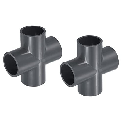 PATIKIL 25mm PVC Pipe Fittings, 2 Pack 4 Way Tee Shape Water Tubing Cross Joint Connectors Adapters for Garden Irrigation Home Aquarium - size: 25mm