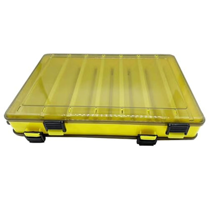 14 Compartments Double-Sided Visible Fishing Lure Hook Tackle Box Hard Plastic Orange/Yellow Container Box for Fishing Lures Hooks Jewelry Beads Earring (1pcs-yellow-14compartments) - color: 1pcs-yellow-14compartments