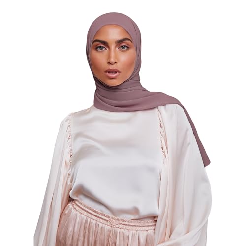 Premium Chiffon Hijab Scarf for Women Lightweight Non Slip Fashion Scarves - color: Earth Grey, size: 1 Pack