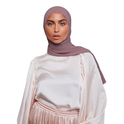 Premium Chiffon Hijab Scarf for Women Lightweight Non Slip Fashion Scarves - color: Earth Grey, size: 1 Pack