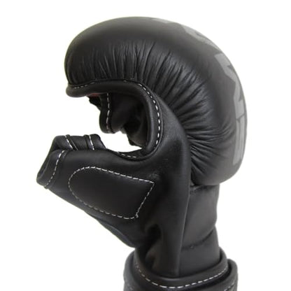 SMAI Leather Hybrid MMA Sparring Gloves: Premium Leather for Kickboxing, Cage Fight, Striking, Grappling, Martial Arts, and Heavy Bag Training. Open-Palm Design for Men and Women. - size: X-Large