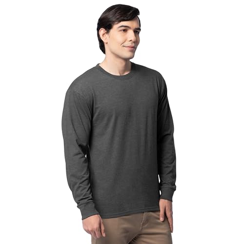 Fruit of the Loom Men's Eversoft Cotton Long Sleeve T-Shirts, 2 Pack - color: Long Sleeve - Black Heather, size: Small