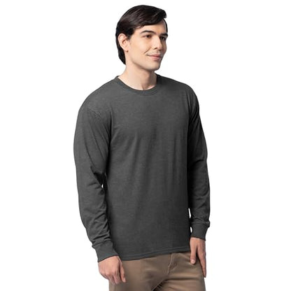 Fruit of the Loom Men's Eversoft Cotton Long Sleeve T-Shirts, 2 Pack - color: Long Sleeve - Black Heather, size: Small