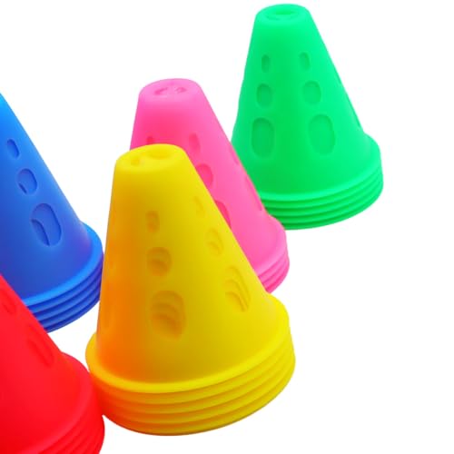 FZBNSRKO 20pcs Mixed Color Mini Sports Training Cones Training Cones for Kid Adult Plastic Windproof Roadblock Traffic Road Cones for Roller Skating and Skate Practice