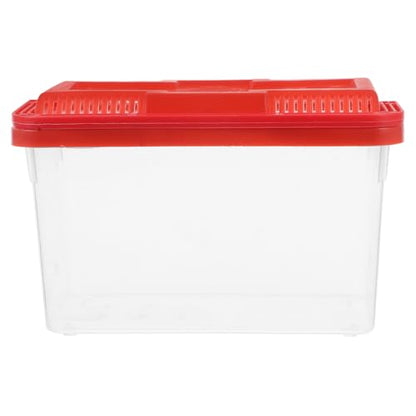 Toddmomy Portable Mini Fish Tank and Small Animal Carrier, Plastic Reptile Transport Box with Handle, Medium Red Aquarium for Travel and Turtle Breeding