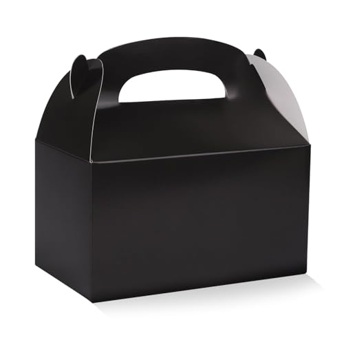 DjinnGlory 36 Pack Black Party Favor Treat Boxes, Paper Gable Boxes for Baby Shower, Birthday, Wedding Graduation Congrats Party 6.18 x 3.58 x 3.38 Inches - color: Black
