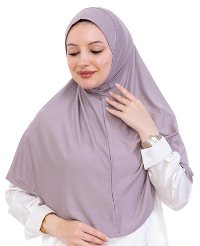 Prien Ready Hijab For Women, One Piece Muslim Instant Turban, Easy To Wear Long Head Scarf, Turkish Islamic Clothes For Abaya - color: Light Mink