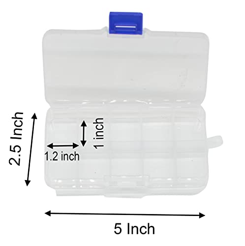 Yansanido 4 Pcs 10 Grids 5 Inch x 2.5 Inch Adjustable Small Removable Clear Plastic Jewelry Organizer Divider Storage Box Jewelry Earring Tool Containers (White (10-Grid) 4pcs)