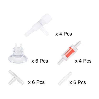 uxcell Silicone Tubing 4mm ID 6mm(1/4") OD 5m Aquarium Air Hose with Check Valves, Suction Cups, Connectors, Regulating Valve