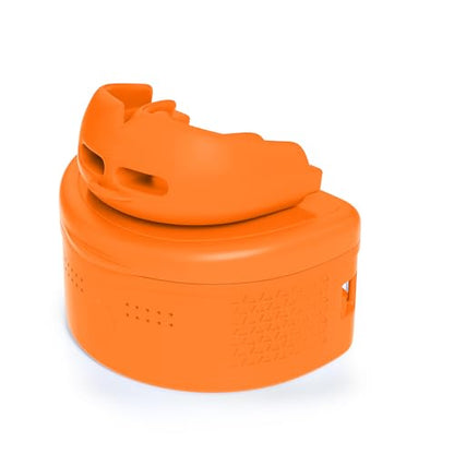 Mouth Guard Sports Youth Adult,Mouth Guard for Braces Soft,No Boiling - color: Dark Orange/Strapped