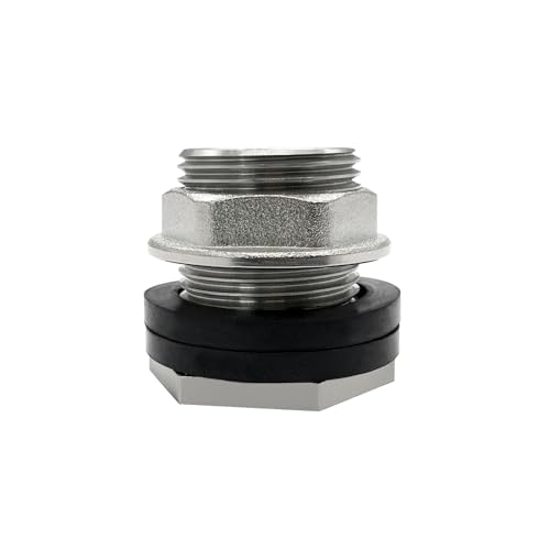 Beduan 1 NPS Male to 3/4 NPT Female Stainless Steel Bulkhead Water Tank Connector Thru-bulk Fitting for Water Tank Barrel(Pack of 2) - size: 3/4 NPT to 1 NPS