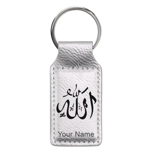 LaserGram Rectangle Keychain, Allah 1, Personalized Engraving Included (Silver) - color: Silver