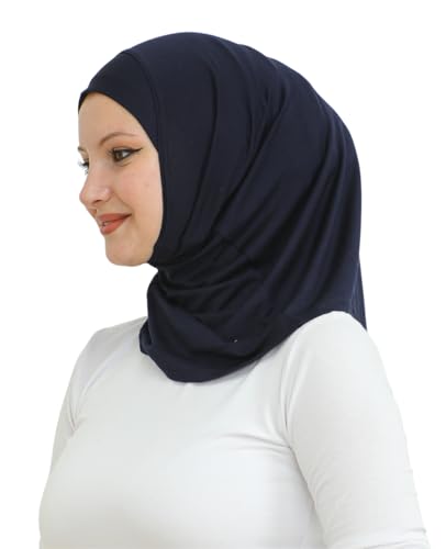 Prien Sport Instant Hijab For Women, Muslim Cotton Turban, Soft Head Scarf, Ready To Wear Hijabs Prayer Clothes, Islamic Wear - color: Navy Blue