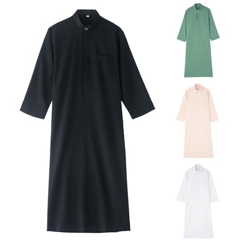 Boys Muslim Abaya Thobe Long Sleeve Cotton Islamic Prayer Kaftan Clothes Teen Kids Ramadan Plain Soft Festive Thobe - color: Green, size: 9-10 Years
