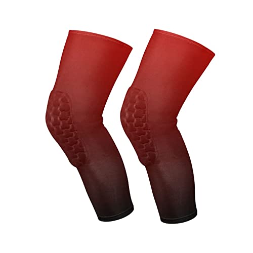 Dark Red Black Gradient Sports Knee Pads Youth Volleyball Basketball Knee Pads Long Leg Sleeves Braces Compression Wrestling Knee Pads for Boys Girls Football Dance Yoga - color: Dark Red Black Gradient