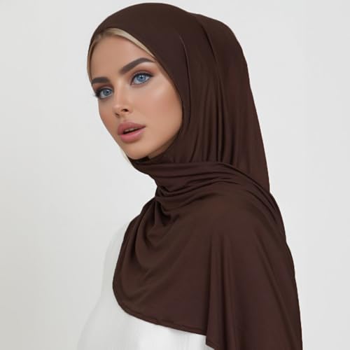 Soft Stretch Head Wrap Scarfs Long Turban Head Wrap Tie for Women - color: Coffee