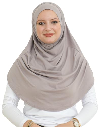 Prien Ready To Wear Hijab For Women, Instant Turban, Soft Muslim Scarf For Prayer, Long Hijabs, Islamic Clothes, Jersey Abaya - color: Light Mink