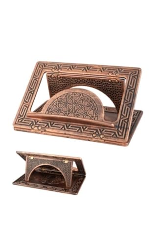 Patterned Wood Prayer Book Stand, Antique Wood Finish, Adjustable for Quran and Religious Texts - Wood Color