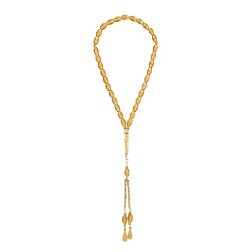 Islamic Prayer Beads Round Stone 6mm 33 Beads Tasbih Misbaha Tasbeeh Muslim Rosary - color: Camel