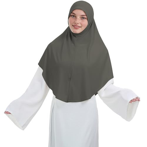 Instant Hijab for Women Muslim Stretchy Prayer Hijab Islamic Headscarf - color: Dark Gray