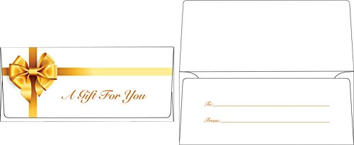 LUXPaper 화폐 봉투 | 6.4 x 16.5cm(2 7/8 x 6 1/2인치) | 선물 - 골드 리본 - 화이트 | 31.8kg(70파운드) 텍스트 | 500 수량 - color: 골드 리본., size: 500 Qty.