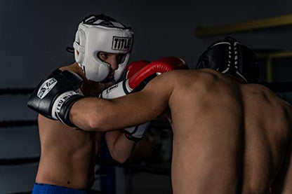 TITLE Boxing Leather Sparring Headgear - MMA & Muay Thai Protection - color: White, size: Large