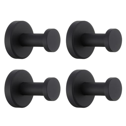 APLusee Matte Black Bath Robe Towel Hook 4 Pack, Stainless Steel Bathroom Coat Hook, Wall Mount - color: Matte Black, size: 4 Pack