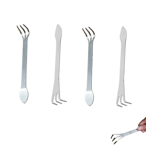 4 Pack Bonsai Rake Stainless Steel Bonsai Tree Root Rake Mini Kumade Bonsai Soil Cultivation Tool for Indoor Plants Root Loosening Houseplants Repotting House Plants in Decor Pots Seedling