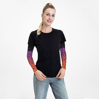 Arm Sleeves Outdoor Garden Sports Cooling Sun Sleeve for Women Men Farm - color: Bats