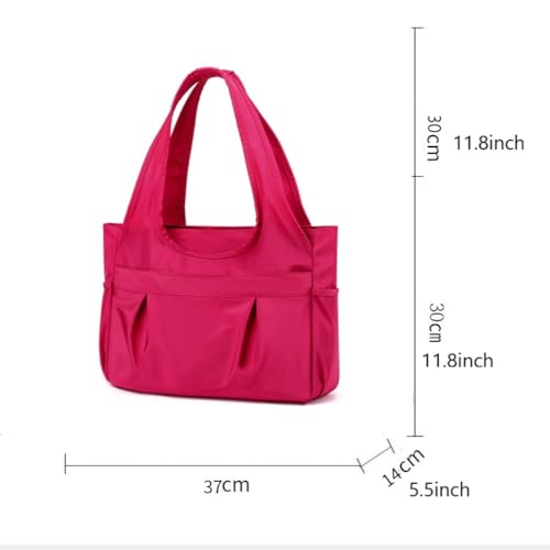Tote Bag for Women Nylon Lightweight Large Handbag Purses Multi-pocket Shoulder Bag for Work Travel - color: Rose