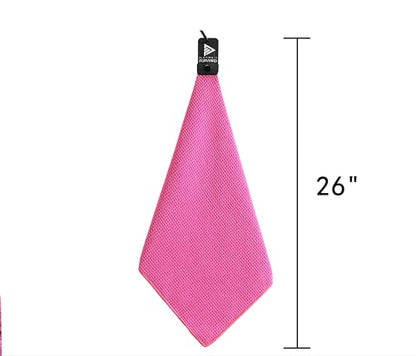 Magnetic Multi Sport Microfiber Towel for Gym, Running, Tennis, Workout, Golf Bags, Strong Magnet Hold, Gym Towels, Magnetic Golf Towels, Fast Drying, Men & Women, Pink - color: Pink