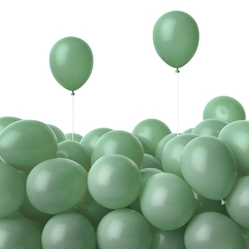 PartyWoo Dusty Green Balloons 50 pcs 5 Inch Small Mini Matte Sage Olive Boho Green Eucalyptus Latex Balloons for Wedding Baby Shower Gender Reveal Birthday Graduation Party Decorations Green-F03 - color: Green-f03, size: 5 inch