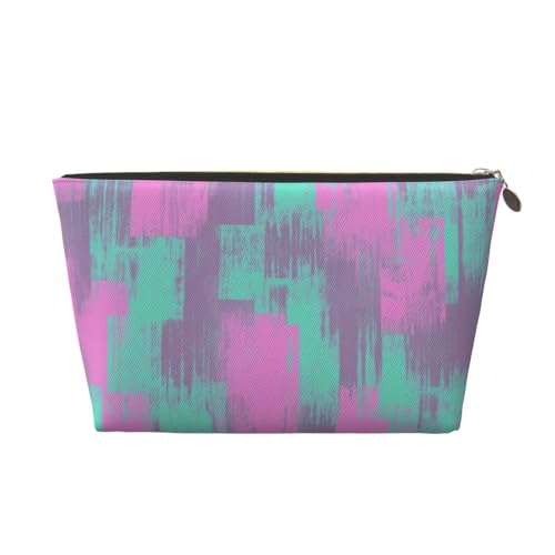 Leather Makeup Bag for Purse, Waterproof Small Toiletry Bag with Zipper, Cute Cosmetic Bags for Women, Pink Teal Purple Graffiti Travel Pouch - color: Pink Teal Purple Graffiti
