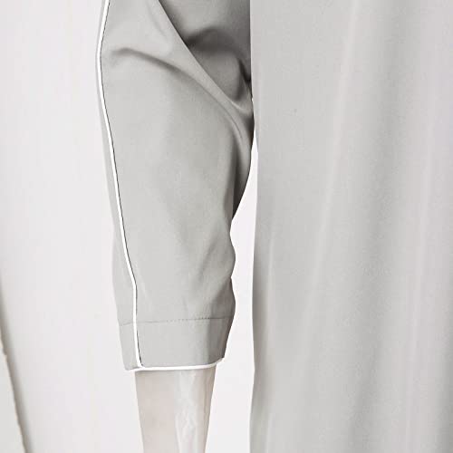Men’s Thobe Muslim Islamic Robe Kaftan Long Sleeve Jubba Arabic Gown Ramadan Eid Prayer Ethnic Dress A9 - color: Grey, size: XX-Large