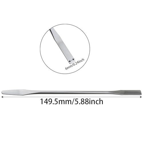 Heyous 4PCS 150mm/5.9inch Laboratory Miniature Dual Head Spatula Semi Miniature Spatula Tapered Arrow Flat Head Silver Stainless Steel Miniature Dual Head Spatula Suitable for Science Lab and Craft