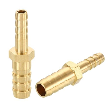 2 Pack Brass Hose Barb Adapter, 3/8" Barb To 1/2" for Industrial, Automotive, Fluid Transfer, Home Gardening, and Water Treatment - size: 3/8" Barb To 1/2"