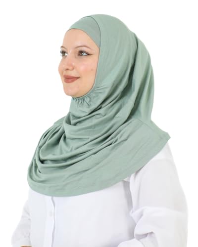 Prien Chic Ready To Wear Hijab For Women, Muslim Long Turban Undercap Set, Instant Scarf, Prayer Clothes For Girls, Abaya - color: Light Green