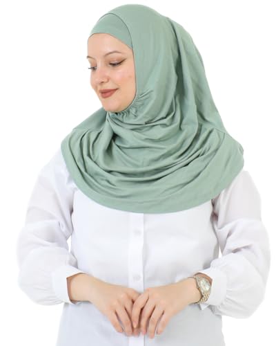 Prien Chic Ready To Wear Hijab For Women, Muslim Long Turban Undercap Set, Instant Scarf, Prayer Clothes For Girls, Abaya - color: Light Green