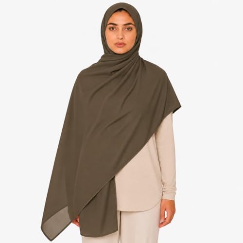 Premium Breathable Modal Cotton Hijab for Women, Lightweight, Non-Slip, Soft & Elegant Scarf for Everyday Wear - color: Mocha Taupe