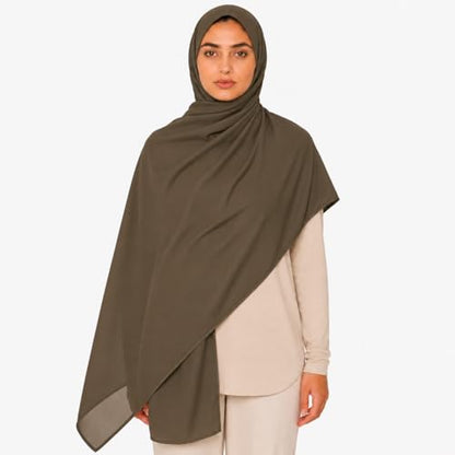 Premium Breathable Modal Cotton Hijab for Women, Lightweight, Non-Slip, Soft & Elegant Scarf for Everyday Wear - color: Mocha Taupe