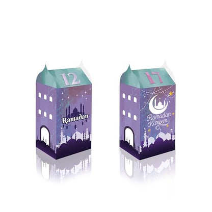OASHISU 30 PCS 3D Ramadan Eid Mubarak Treat Boxes with Number Stickers, for Eid Mubarak Goodie Paper Boxes,Ramadan Kareem Box, School Classroom Party Favor Decorations