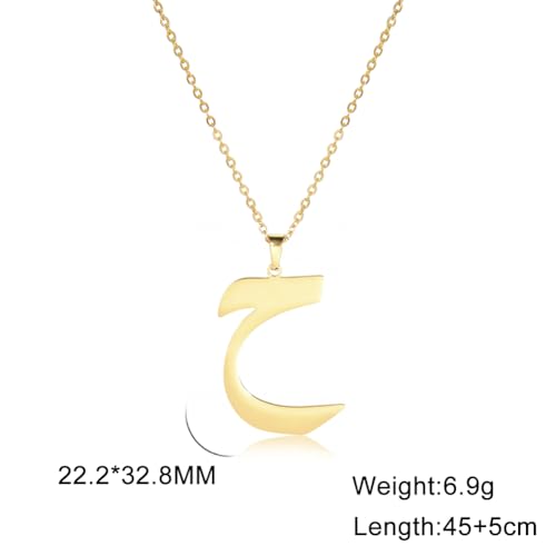 Stainless Steel Arabic Letter 'Alif' Pendant Necklace, Unisex Initial Jewelry - color: Style 06, size: Steel Color