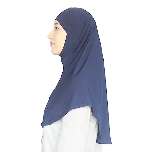 Women's Muslim Hijab Al-Amira Hijabs 2 Pieces with Tube Underscarf Cap Instant Soft Scarf - color: Navy Blue